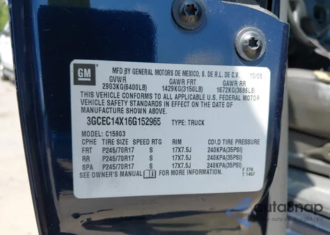 2006 Chevrolet Silverado 1500 Work Truck z USA, uszkodzony, nr VIN 3GCEC14X16G152965